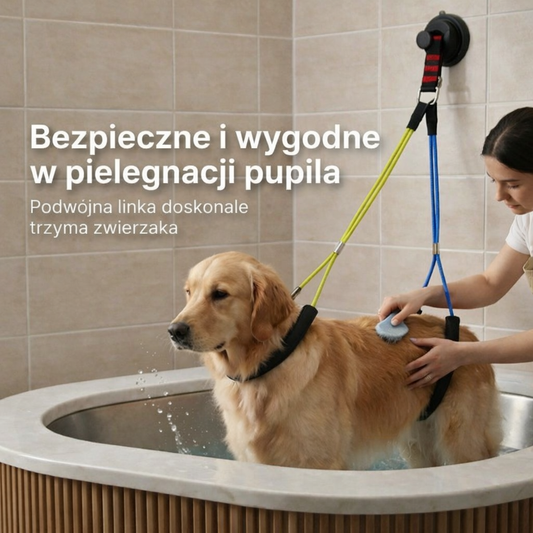Regulowane linki do kąpieli psa z mocna przyssawką