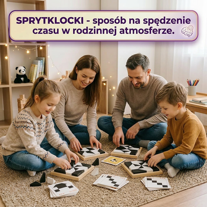 SPRYTKLOCKI — 80 poziomów logicznej zabawy. Od 3 do 99 lat.