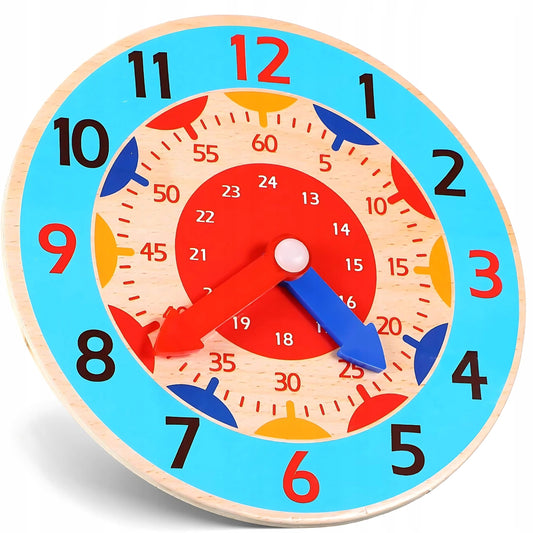 DREWNIANY ZEGAR DO NAUKI GODZIN CZASU